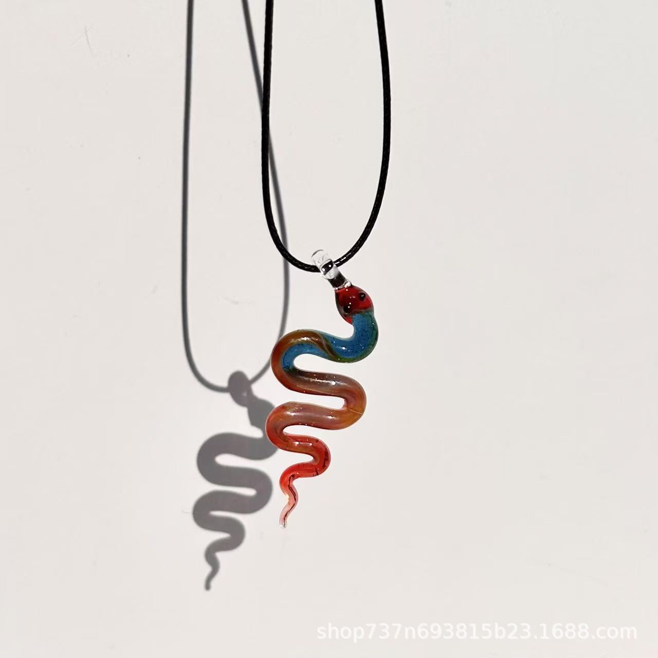 Imported mixed color simulated snakes pendant2With leather rope