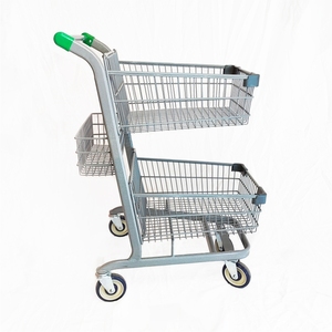 Chariot de supermarché en métal chromé de style européen, vente en gros - Product Image 2