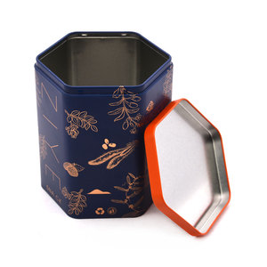 用于抹茶存储的定制金属锡板罐小茶盒，带用于蜡烛工艺贴纸的六角形设计 - Product Image 5