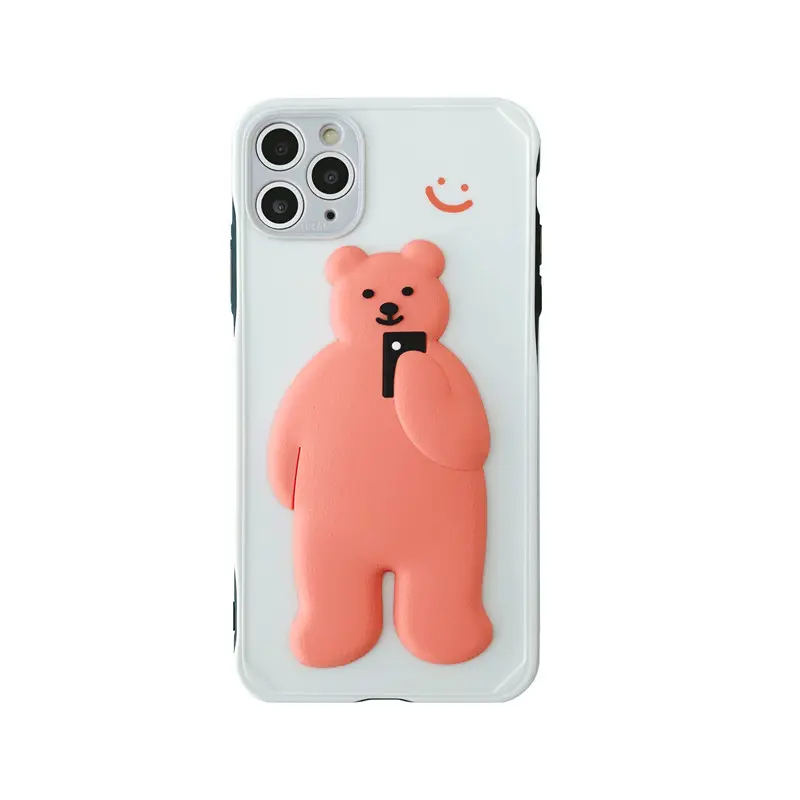 Casing ponsel silikon 3D beruang kecil lucu kartun kualitas Superior untuk iphone 14 13 12 11 pro max