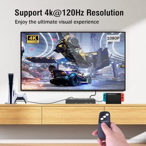 SYONG 3x1 HDMI Switch Box, 3 puertos HDR HDMI Switcher Soporte 4K 120Hz Resolución con control remoto IR Accesorios de audio y video - Product Image 4