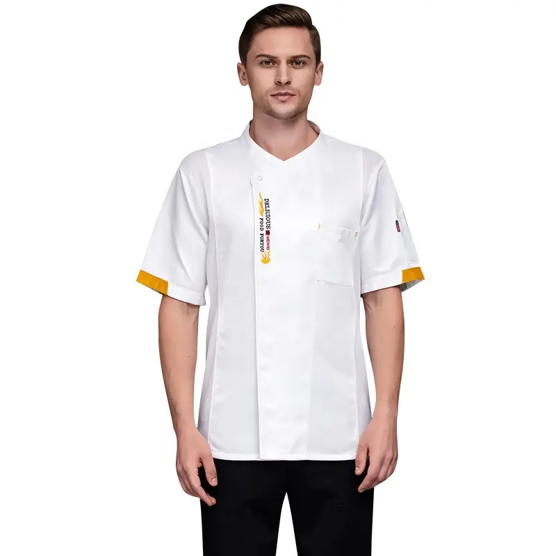 Customization short-sleeved custom work wear chef wear tops for restaurant and bar breathable