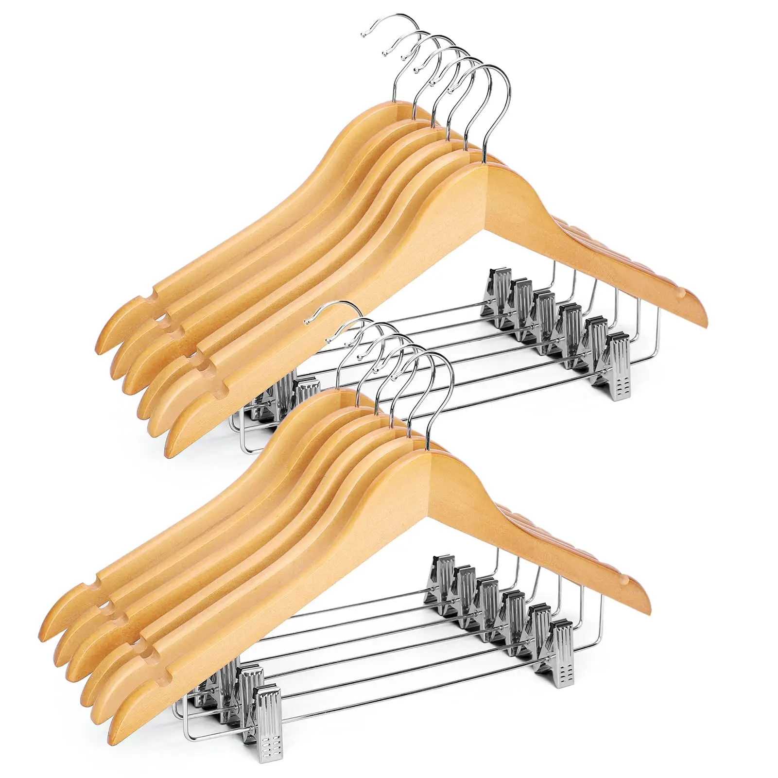 LEEKING Wholesale high quality clothing store hotel non slip personalize wood clothes hanger with clips