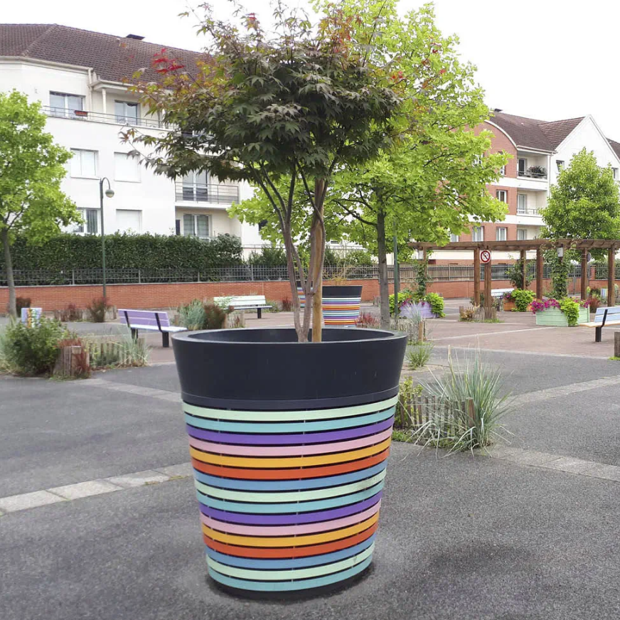 Outdoor round Colorful garden park flower pot Galvanized steel plant pots