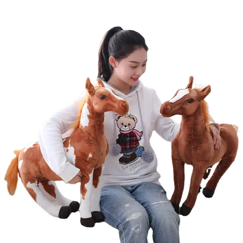 Peluche de caballo de piel suave personalizado, juguete de peluche de caballo de 1m, OEM ODM CE