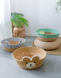 El yapımı doğal Rattan kedi yatak yavru soğutma ve güzel beşik için çıkarılabilir yastık ve baskılı desen - Product Image 5