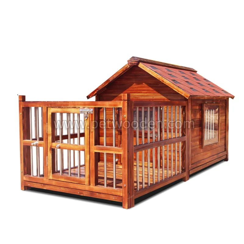 단단한 나무 옥외 개 감금소 집 큰 개를 위한 비 그리고 태양 보호 호화스러운 별장 개집