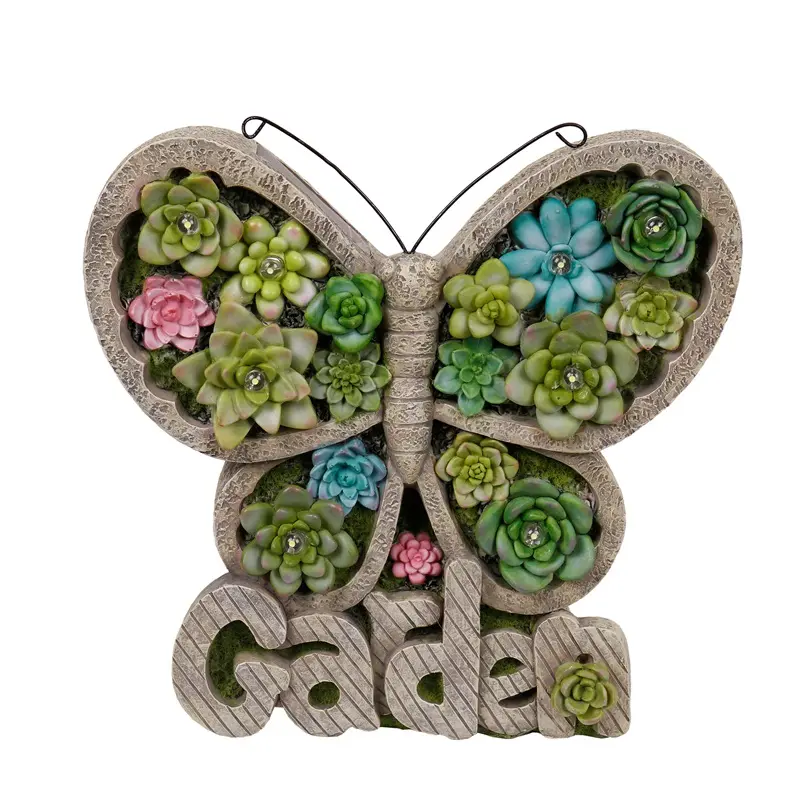 Luci solari in resina EAGLEGIFTS farfalla statue da giardino ornamento
