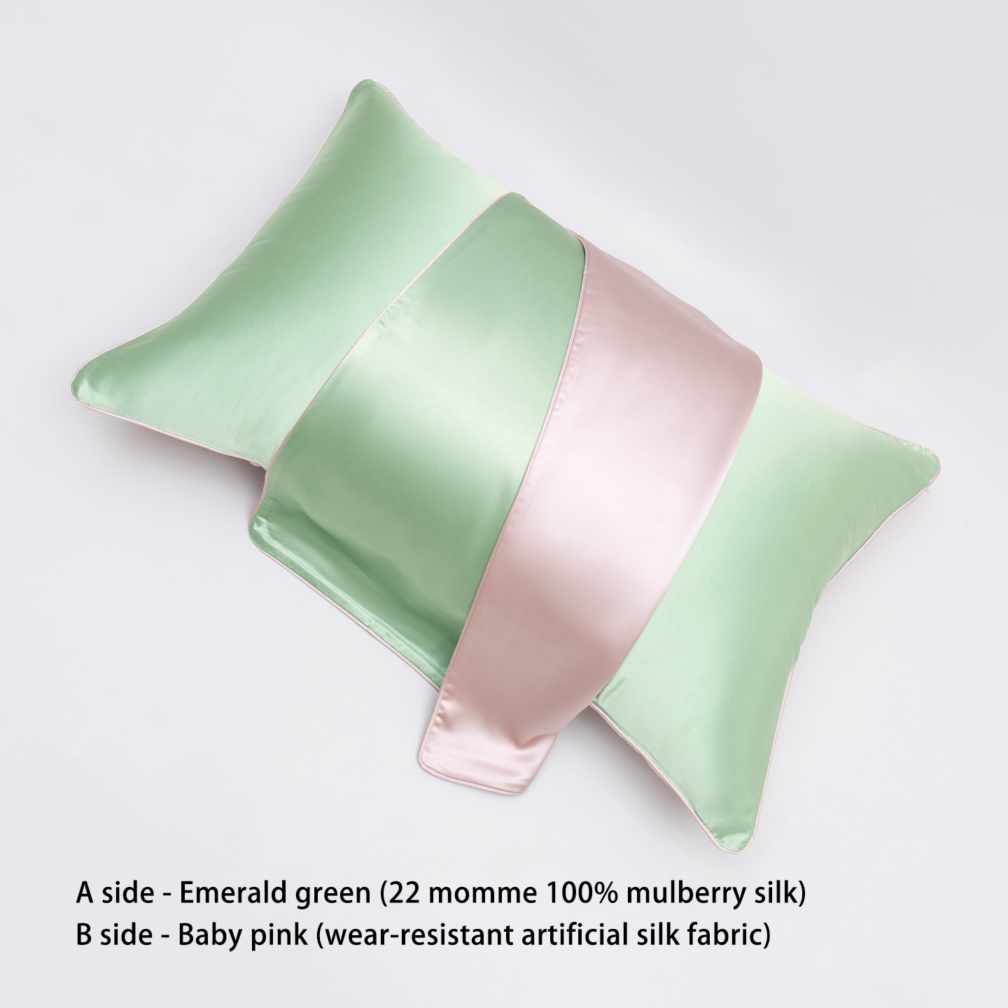 Pinkish green / light pink 22momme Mulberry Silk pillow case