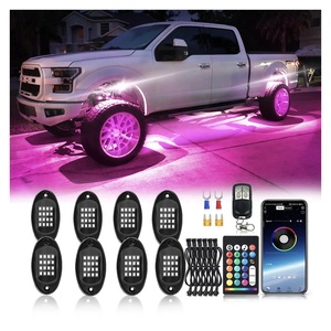 APP ile 8 bakla RGB LED kaya ışıkları donanımı/RF uzaktan kumanda bölümlenmiş renk değişimi Underglow ışıkları ile renkli RGB kaya işıkları - Product Image 1
