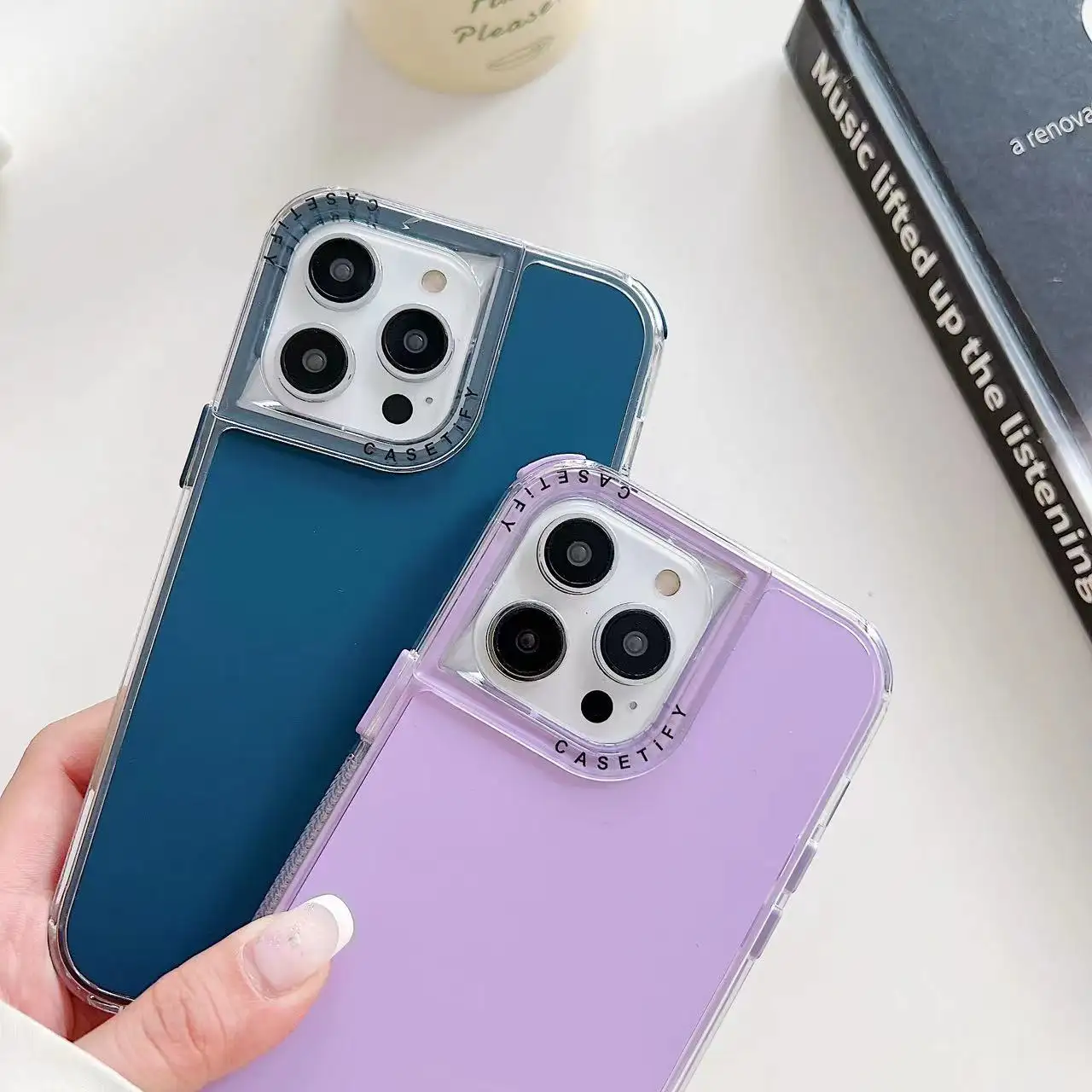 Bright Nails 2-In-1カラフルなスプレーオイルモノクロ携帯電話ケースforiPhone SamsungXiaomi