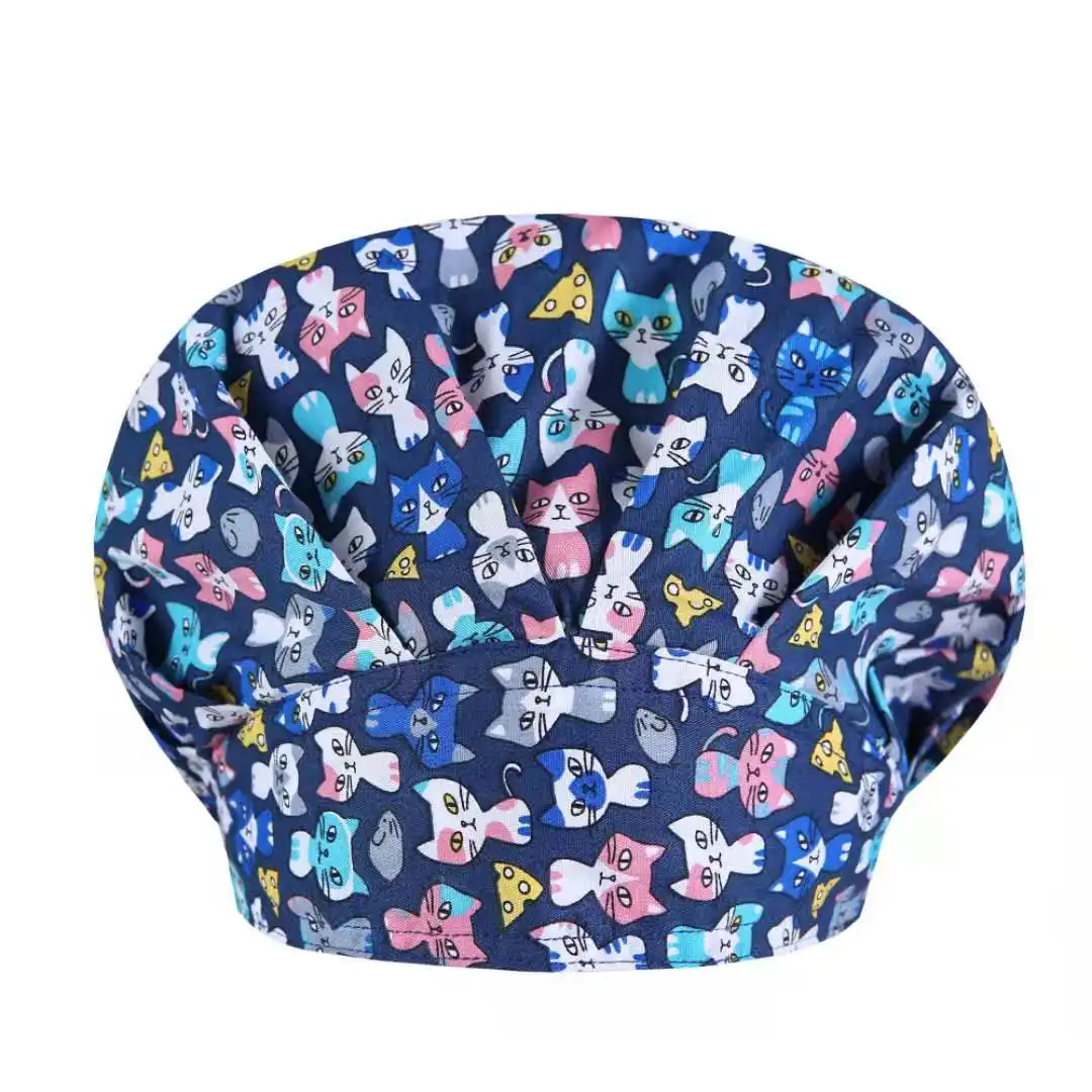 2021 fluffy printed women's surgeon nurse cap hospital clinic pediatrician cotton hat