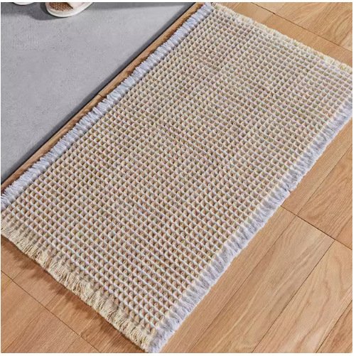 Alfombra de baño con borlas y gofres - Gris