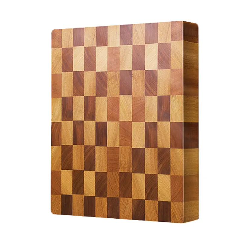 Blocs à découper rectangulaires en bois d'acacia et de caoutchouc épais planche à découper en grain d'extrémité planche à découper en bois à carreaux