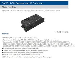 DSA 5 в 12 В 24 В dmx к spi декодер WS2811 Светодиодный пиксельный контроллер rf беспроводной dmx512 светодиодный диммер цифровой дисплей - Product Image 3