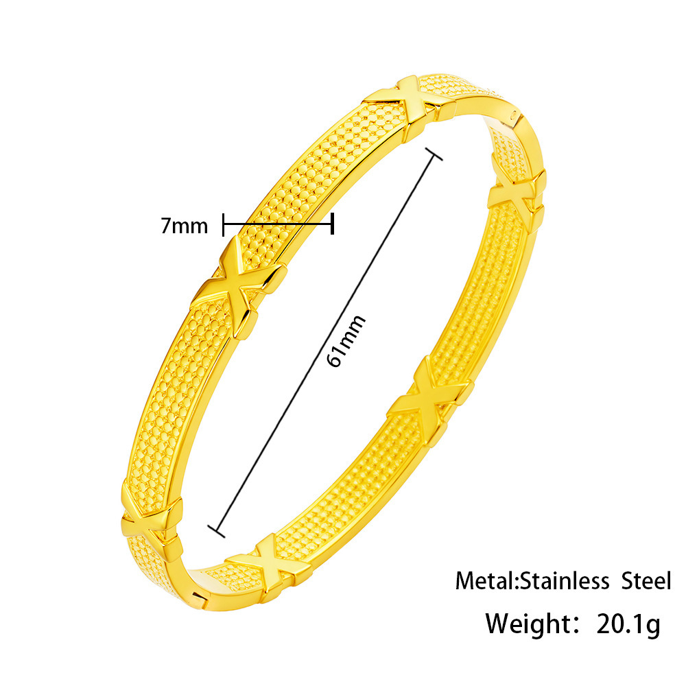 Bracciale con fibbia dorata a forma di X modello Hmsz106-grid - 761 mm
