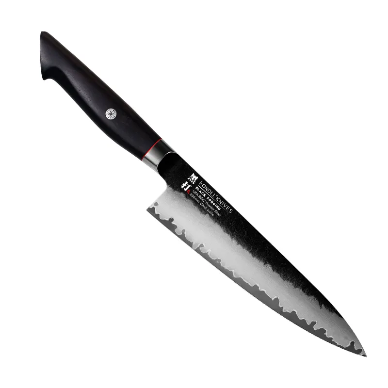 Black Forging 200mm Chef Knife USA BG42 Powder Steel Ebony wood handle New Design Knife High-Carbon Steel kitchen cutting tools