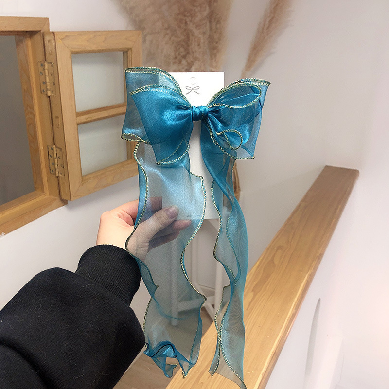 6 organza blue gold edge