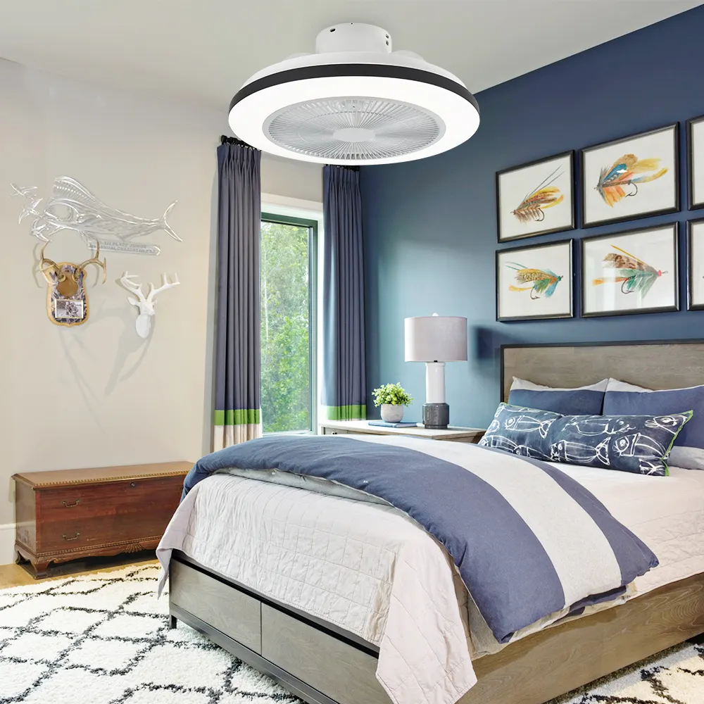 Nouveau Designer Smart Flush Mount Bladeless Moderne Commercial Bldc Led Dc Ventilateur de Plafond avec Lumière