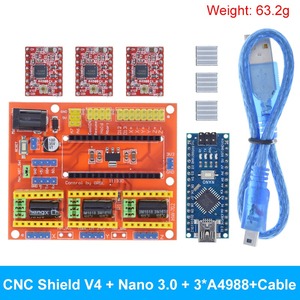 TZT 1 takım 3DV4 CNC kalkanı V4 + Nano 3.0 + 3 adet DRV8825 veya A4988 Reprap step sürücüleri SET arduino için