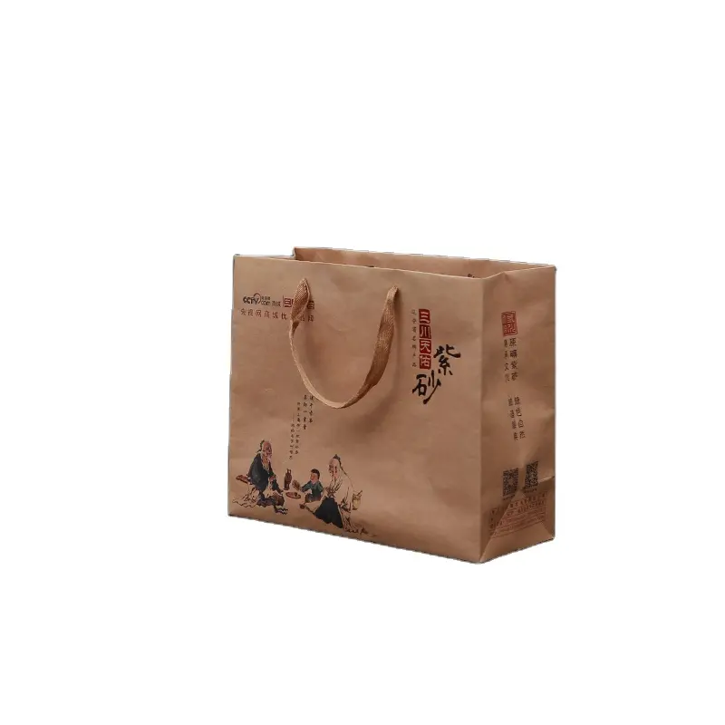 Bolsa de papel Kraft grueso para embalaje de ropa y zapatos, grande, de lujo, con asas, venta al por mayor