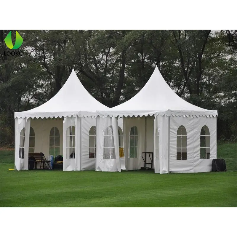 Mewah 10x10m putih aluminium PVC kanopi pesta pernikahan Pagoda tenda untuk dijual