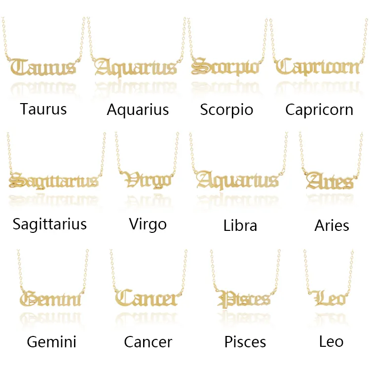 12 collana zodiacale collana con ciondolo segno zodiacale per donna