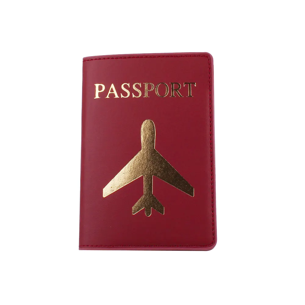 사용자 정의 여권 홀더 지갑 고급 골드 스탬핑 ID 카드 홀더 PU 가죽 여행 문서 여권 지갑 가방