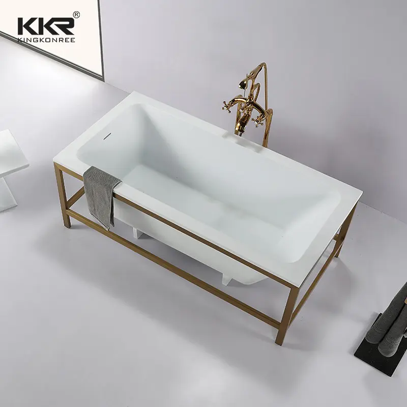 KKR piazza vasca da bagno di superficie solida vasche 60x30 pollici vasca da bagno vasca da bagno Incorporato piazza vasca da bagno con staffa In acciaio inox