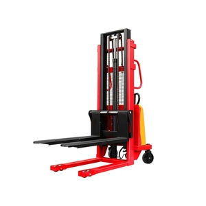 Carretilla elevadora apiladora semieléctrica, elevador hidráulico semiautomático de carga y descarga - Product Image 6