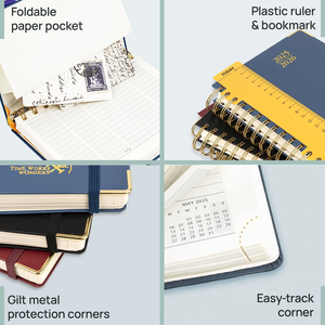 Professional Planner Supplier Custom Printing Undated Non <strong>Dated</strong> Daily Spiral Planner Calendar <strong>Notebook</strong> <strong>with</strong> Pocket and Sticker - Product Image 6