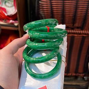Yüksek kaliteli kadın koyu yeşil Jadeite bilezik tipi B doğal yeşim moda bileklik kadınlar için 54 ~ 60mm hediye - Product Image 5