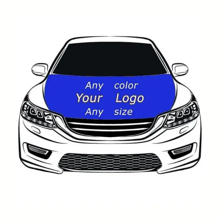 Özel baskı logosu Polyester araba kaput kapağı ulusal bayrak tasarım araba motor kapağı