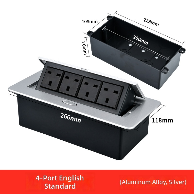 Four-pin three-hole hong kong plug-silver