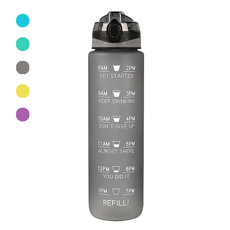 Botella De Agua personalizada para gimnasio, bolsa De plástico sin Bpa, reutilizable, De 1000ml, Motivadora, deportiva