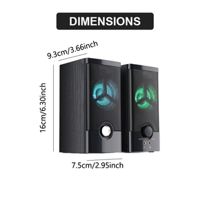 Altavoz Nuevo diseño 2,0 USB Computadora de escritorio Altavoz de juegos con luz LED con cable con entrada de auriculares y entrada de micrófono - Product Image 4