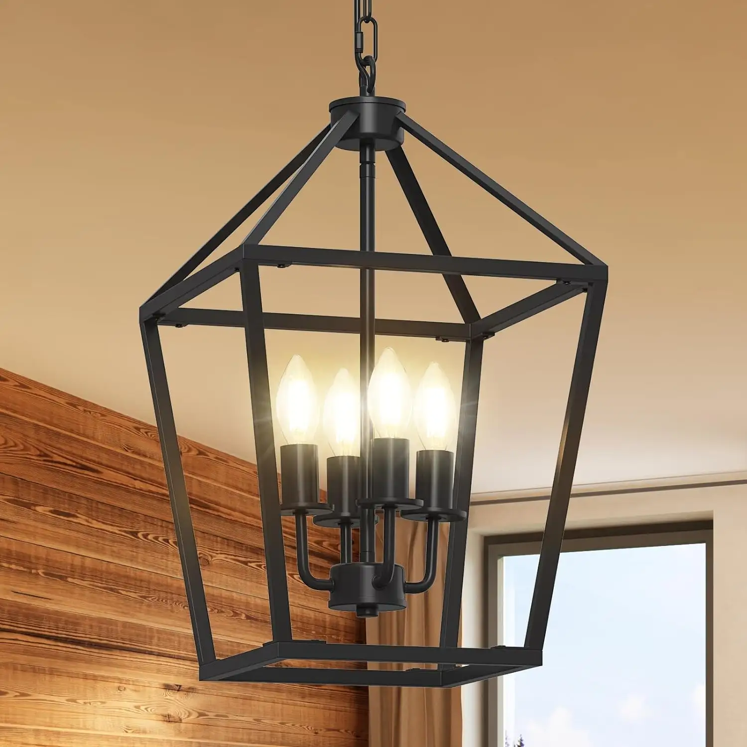 Retro Öl-Rieblatter Bronze Laterne Metallstecker im Bauernhaus Einrichtung schwarz LED hängende Anhänger Esszimmerlampe