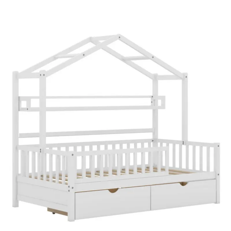 Cama de Casa de listón duradera y estable, espacio de almacenamiento de tamaño completo, ropa de cama de madera para cuna de bebé, precios razonables, cama con marco de casa para niños