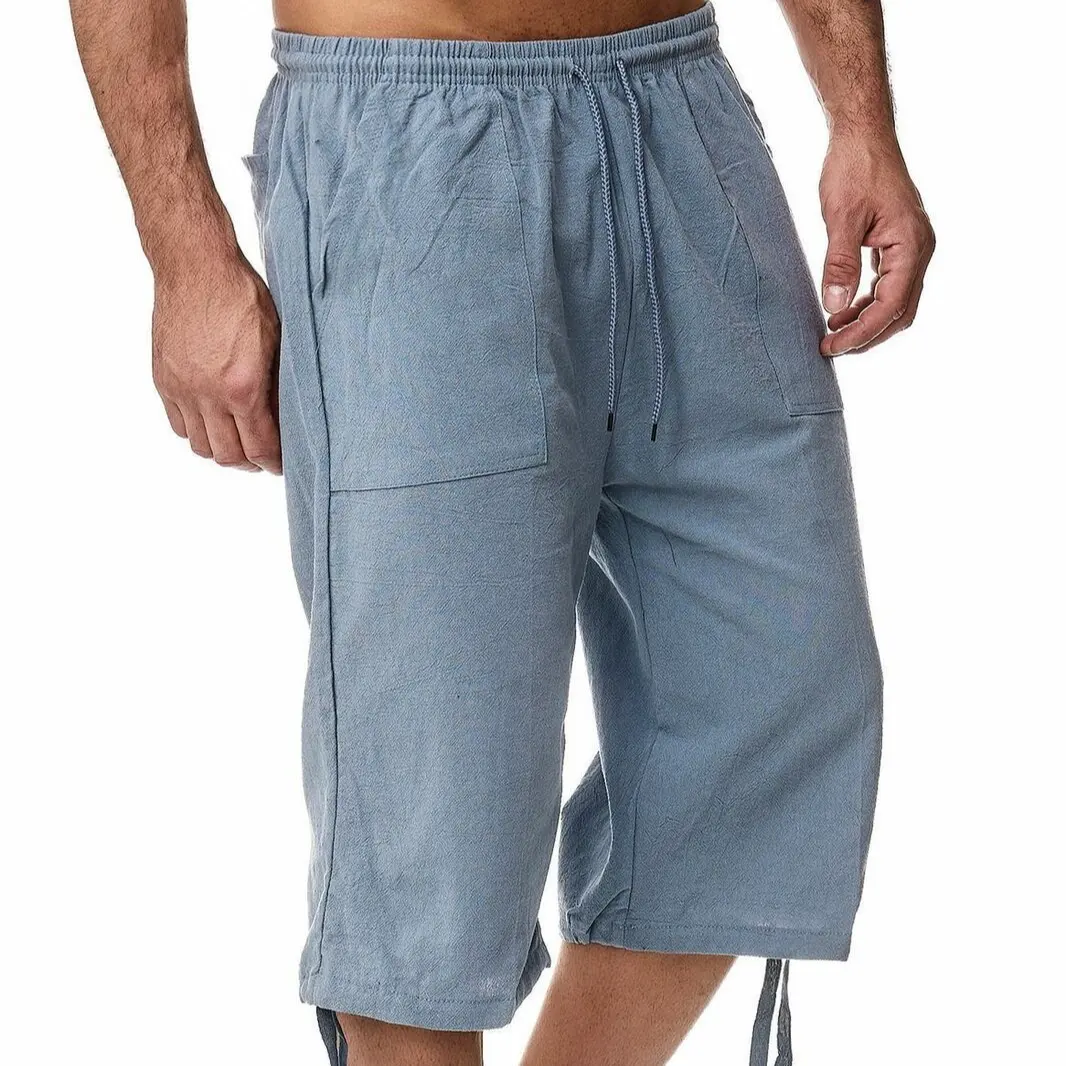 SD nuovo stile da uomo pantaloncini a vita alta in cotone 3/4 al ginocchio pantaloni estivi da uomo
