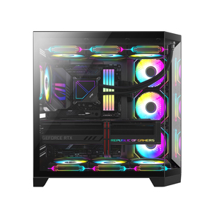 Ruix Fish Tank Plus Full View ATX Mid Tower Case Gaming PC <strong>Assembly</strong> Gold <strong>Computer</strong> Case Orange PC Case Desktop Cabinet - Product Image 2