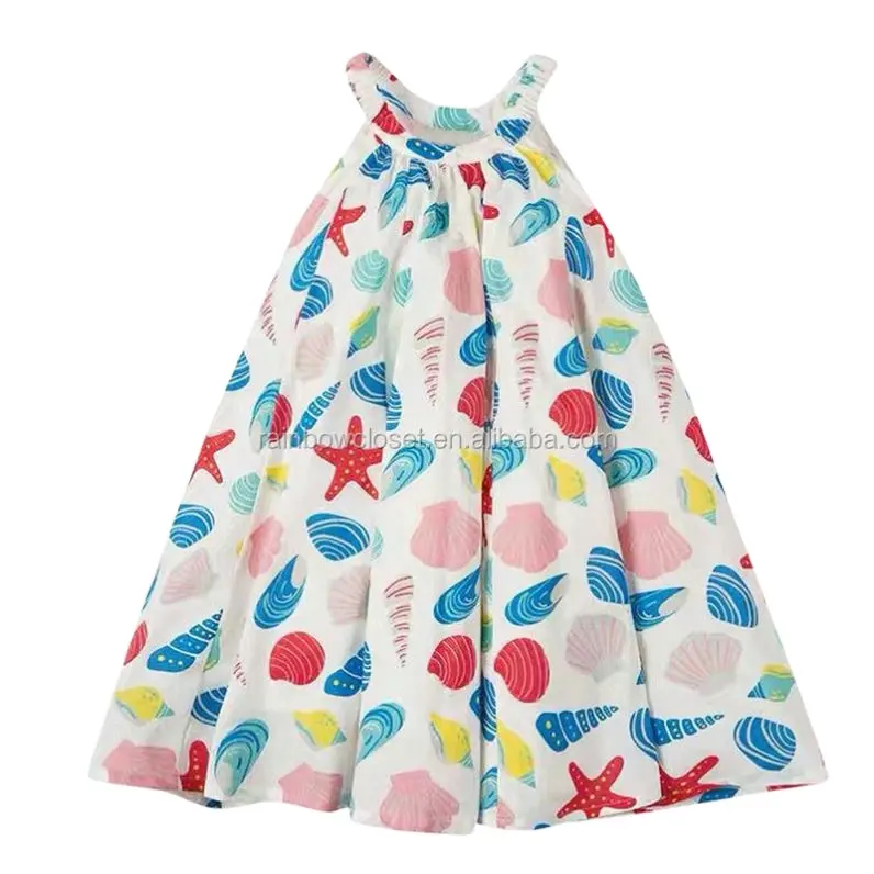 Moda niñas estampado personalizado ropa de verano chico Floral de una pieza vestido de tanque niños Playa Sol vestido elegante vestidos casuales