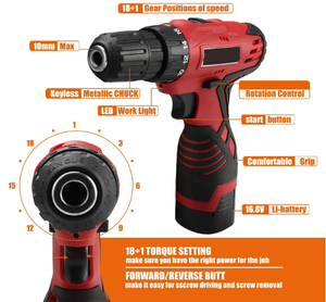 Hicen Tool Set with Drill 108Pcs Cordless Drill Household <strong>Power</strong> Tools Set with 16.8V Lithium Driver DIY Accessories Tool <strong>Kit</strong> - Product Image 3