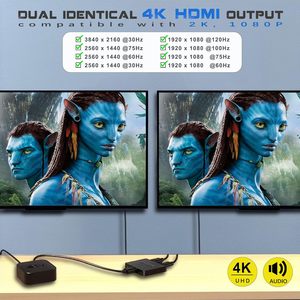SYONG HDMI Splitter 1 in 2 Out 4K HDMI Splitter Duplicate/Mirror Screen 1 Source Extend to 2 Display <strong>Devices</strong> for TV, Game ,PC - Product Image 3