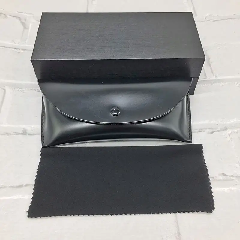 custom logo hard leather sunglasses case with paper case set