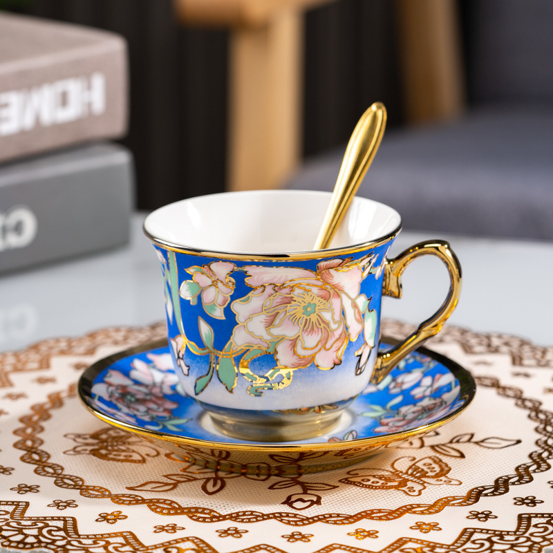 Ruyi 1 tasse soucoupe cuillère dorée