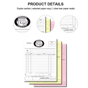 定制销售高品质无碳纸打印纸办公用纸餐厅收据簿发票簿副本 - Product Image 3