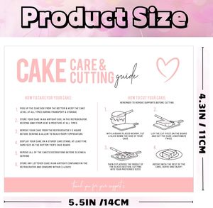 Hot niêm phong bánh chăm sóc hướng dẫn Thẻ Làm thế nào để thực hiện và cắt bánh của bạn hướng dẫn Thẻ cho kinh doanh nhỏ Bánh hộp - Product Image 2