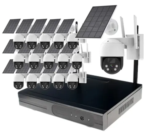 16chs 4mp Wifi Solar Ptz Ip Camera Systeem Nvr Kit Auto Tracking Draadloze Cctv Camera Videobewaking
