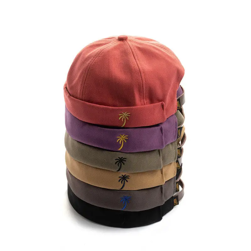Brimless Custom Embroidery Logo Hats Docker Style Cap Fashion Logo Skull Hat Cap Unisex Retro Corduroy Hat