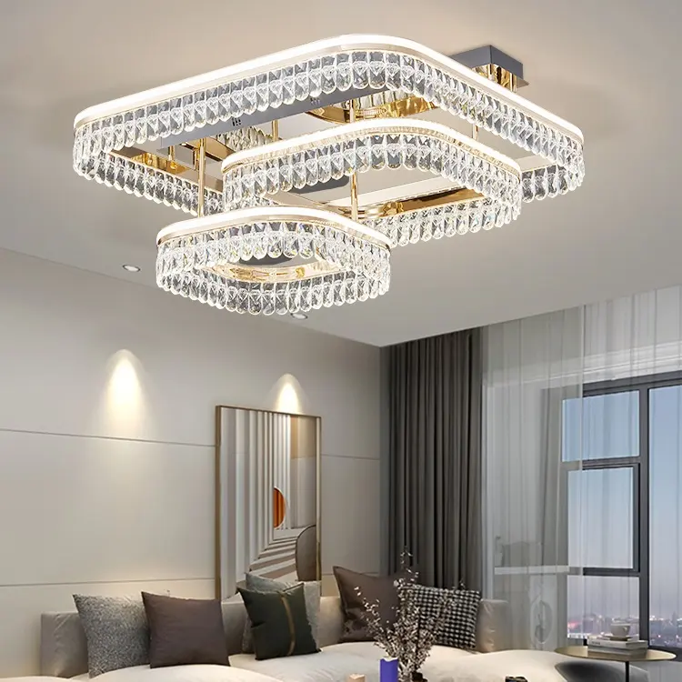 Hotel Indoor Opbouw Woonkamer Dimbare Verlichting Aluminium Moderne Led Crystal Plafondlamp